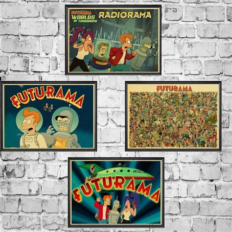 Cartoon Poster Futurama Retro Poster Prints High Quality Wall Stickers For Living Room Home