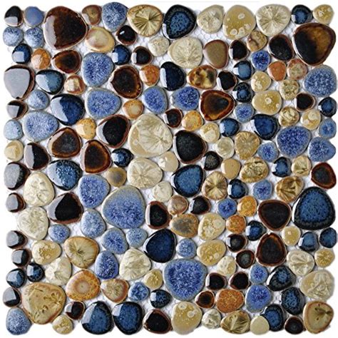 Glazed Blue Mosaic Ceramic Pebble Porcelain Tile Swimming Pool Bath
