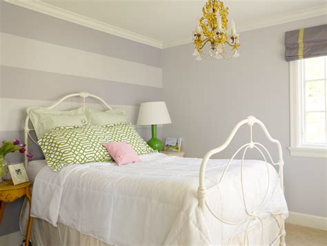 Striped Accent Wall Transitional Girls Room