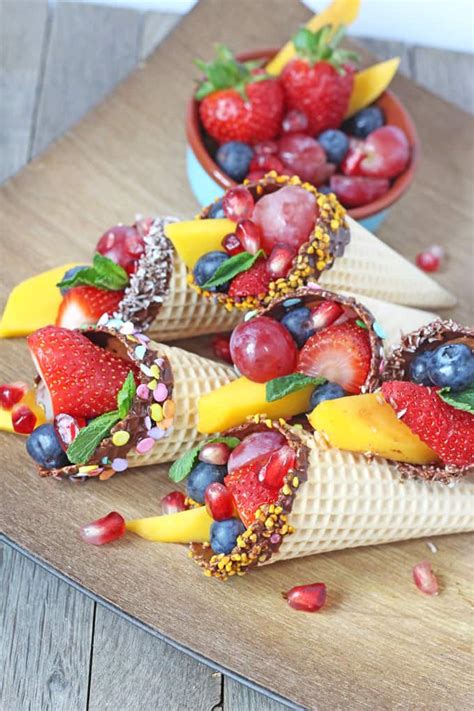 Chocolate Dipped Fruit Cones My Fussy Eater Easy Kids Recipes