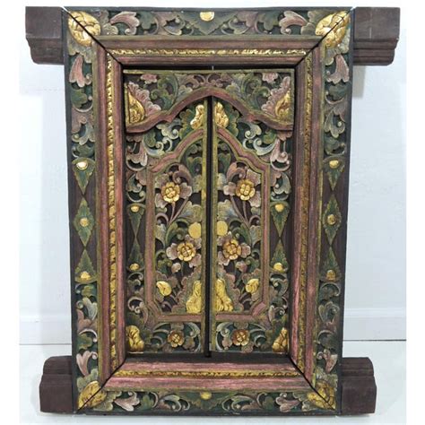 Vintage Hand Carved Floral Indian Window Frame Or Wall Panel With