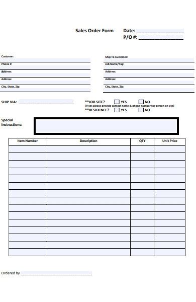 Sales Order Template Fill Online Printable Fillable Blank Pdffiller