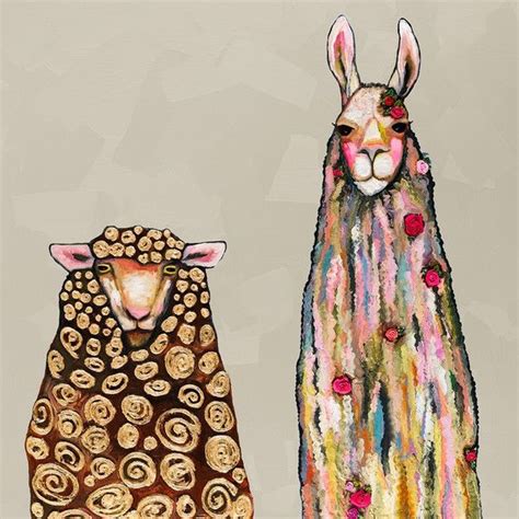 Llama Loves Sheep Eli Halpin Gicl E Print Sheep Paintings Canvas