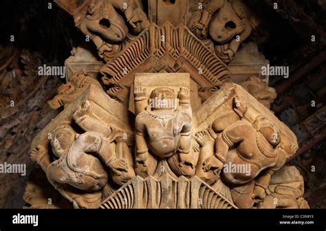 India Madhya Pradesh Khajuraho Sculptures Inside Lakshmana Temple