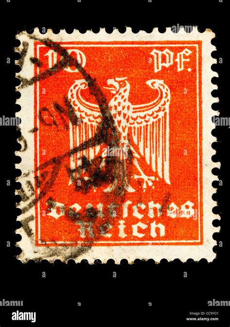 Postage Stamp German Reich Imperial Eagle 1924 10 Pfennig Stamped