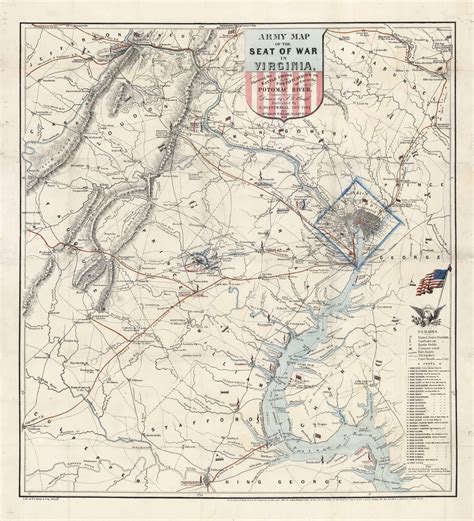 A Rare And Patriotic 1862 Map Of The Seat Of War In Virginia Rare And Antique Maps