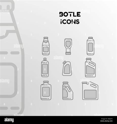 Design Of Vector Linear Icons Of Bottles Cans And Packaging Set Of