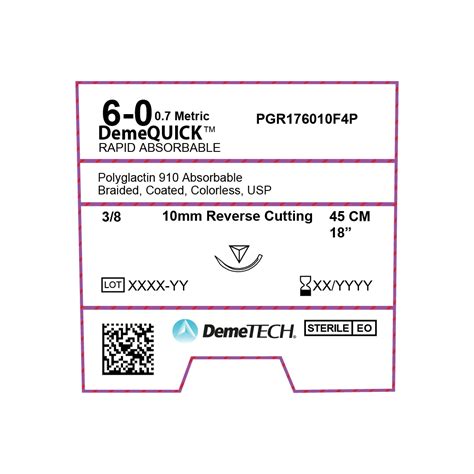 Demequick Rapid Absorbable Suture Synthetic Absorbable 10mm 38