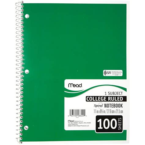 6 Pack Mead Spiral Notebook College Ruled 1 Subject 85 X 11 100
