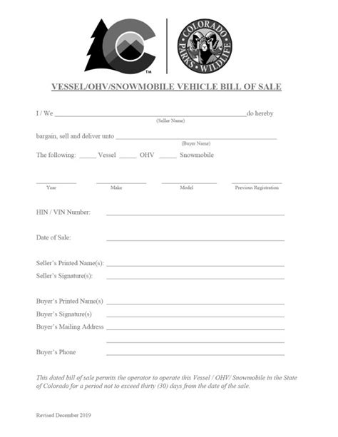 Colorado Bill Of Sale Forms And Registration Requirements 2020