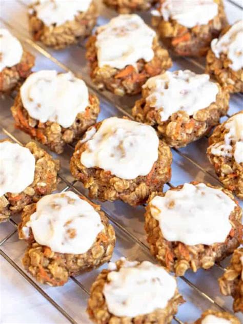 Oatmeal Carrot Cake Cookies With Cream Cheese Frosting Served From