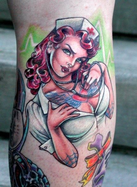 nice excellent sexy nurse pin up tattoo by hannah aitchison tattoomagz › tattoo designs