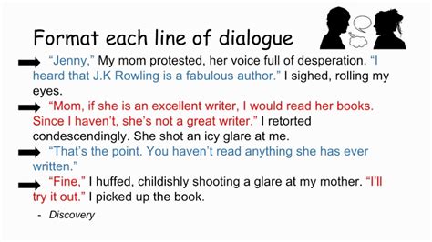 The first word in the dialogue is treated like the beginning of a sentence, so the first word is capitalized. Formatting Dialogue Video Lesson - YouTube