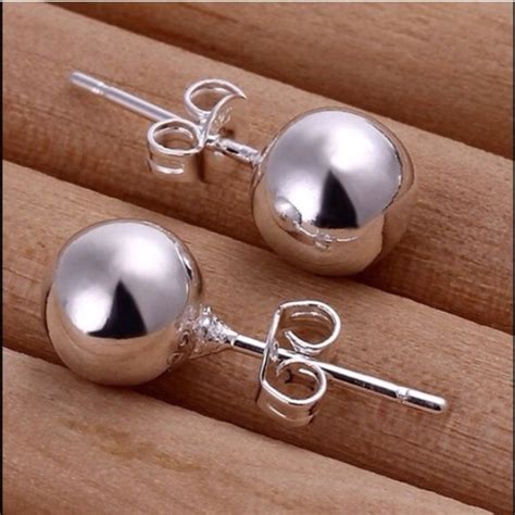 925 Silver Earrings 10mm Round Ball Stud For Men And Women Etsy