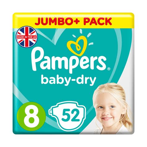 Pampers Baby Dry Size 8 Nappies Jumbo Pack 52 Pack