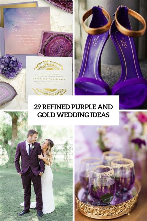 Whether your theme is rustic, classic, or seaside, the right shades of blue and orange can set the tone. 29 Refined Purple And Gold Wedding Ideas - Weddingomania