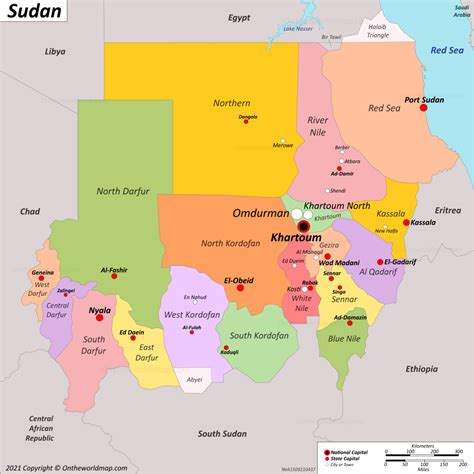 Large Detailed Political Map Of Sudan With Relief Roads Railroads