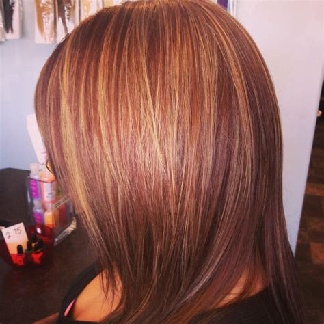 Red With Gold Highlights Hair Pinterest