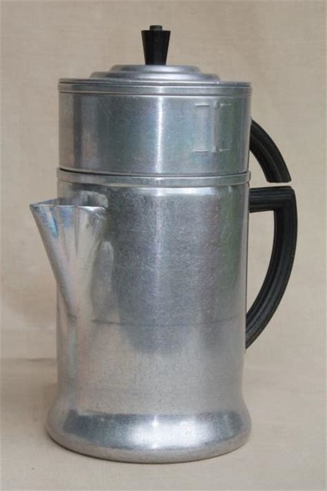 1930s Art Deco Bakelite Handle Coffee Percolator Wear Ever Aluminum
