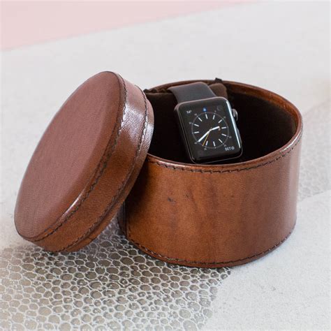 Personalised Ladies Leather Watch Box Round By Ginger Rose