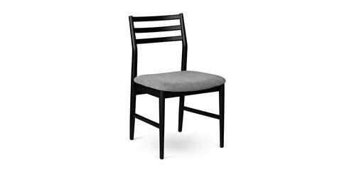 Wosla American Oak Painted Wood And Dawn Gray Fabric Dining Chair Article