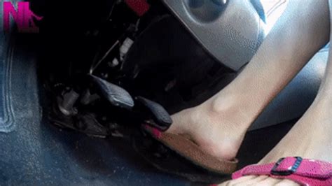 Sensual Arching High My Bare Feet In Pink Birkenstocks While DrivingNOT IN HD Nylladys Foot