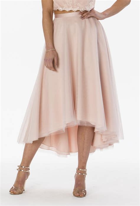 High Low Lightweight Tulle Skirt Featuring Our Signature Satin Trim