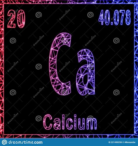 Calcium Chemical Element Sign With Atomic Number And Atomic Weight