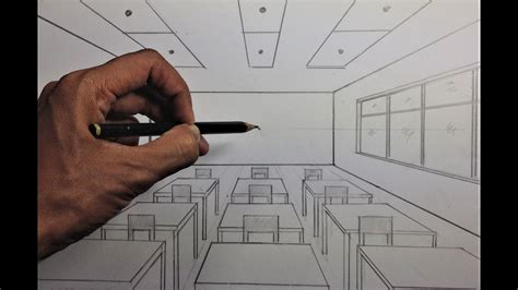 How To Draw Classroom In One Point Perspective Youtube