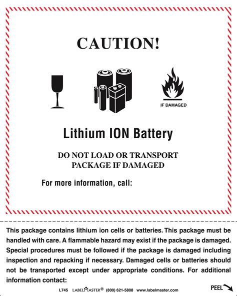 Printable Lithium Battery Label For Shipping