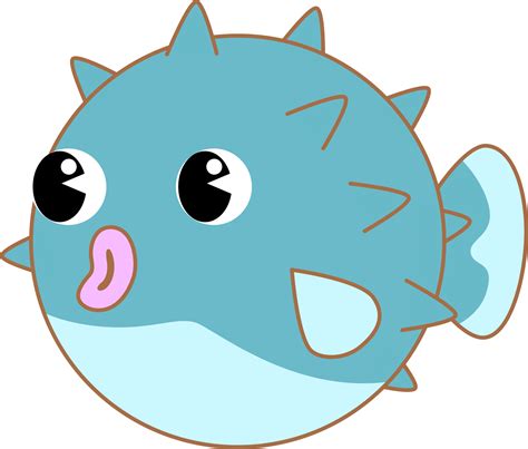 Cute Cartoon Sea Animal Puffer Fish Character 10838157 Png