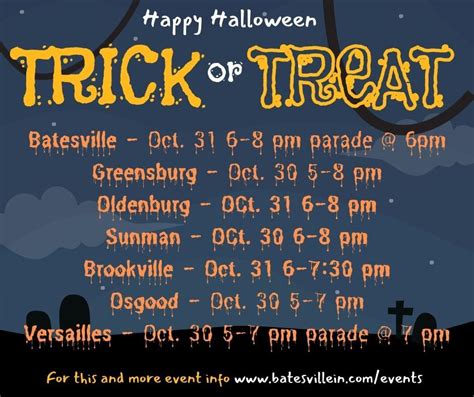 Area Trick Or Treat Dates And Times Batesville Area Chamber Of Commerce