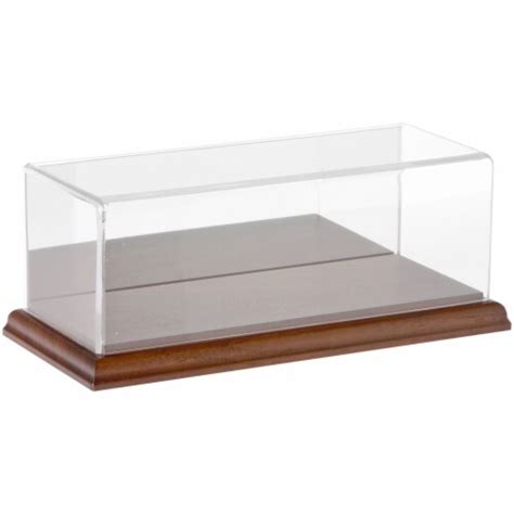 Plymor Clear Acrylic Display Case With Hardwood Base Mirror Back 9 W