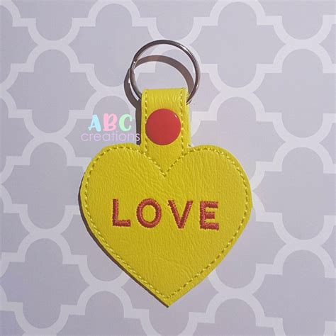 Love Heart Key Chain Valentine Key Chain Custom Name Key Etsy