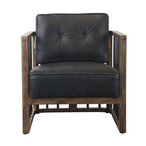 Metal Frame Leather Accent Chair Alpine Furniture Charles Brown