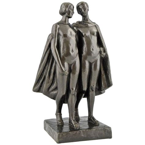 Pierre Lenoir Art Deco Bronze Sculpture Of Two Nudes 1930 France For