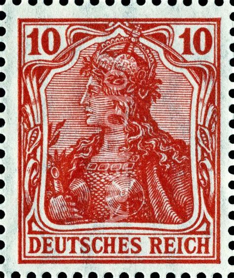 Germany 10 Pf Postage Stamp 1913 Depicting Mythical Goddess