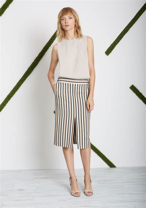 Vertical Stripe Pencil Skirt