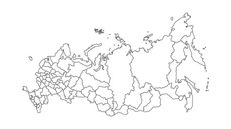 Russia Map In Outline Black Color Isolated White Background Russia Map
