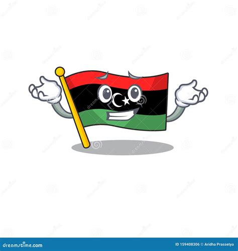 Grinning Flag Libya Cartoon Isolated The Mascot Stock Vector