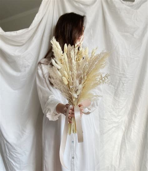 Pampas Grass Bouquet Boho Wedding Bouquet Natural Dried Etsy