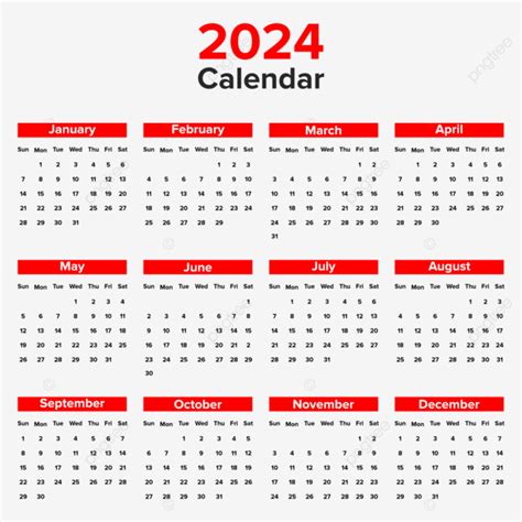 Calendario 2024 Rojo Png Dibujos Calendario 2024 Calendario Color