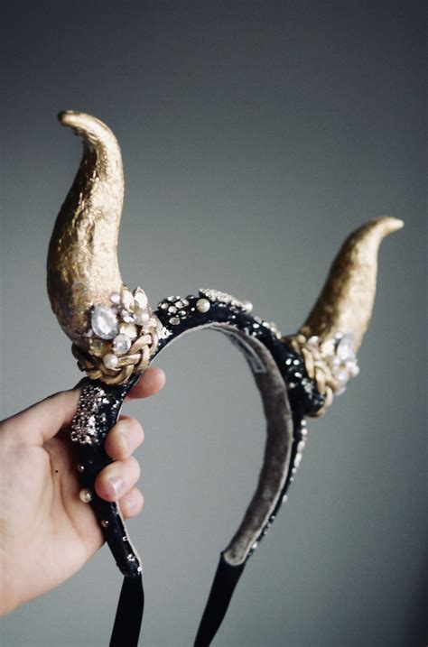The Taurus Bull Horn Crown In Gold And Black Headdress Etsy