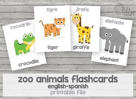 Tarjetas De Animales Del Zoológico Imprimibles Para Niños Inglés