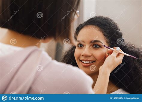 Makeup Artist Highlighting Eyebrows Stock Photo Image Of Preparing
