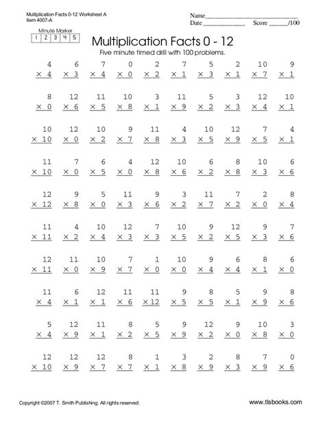Multiplication Worksheet Practice Free Printable
