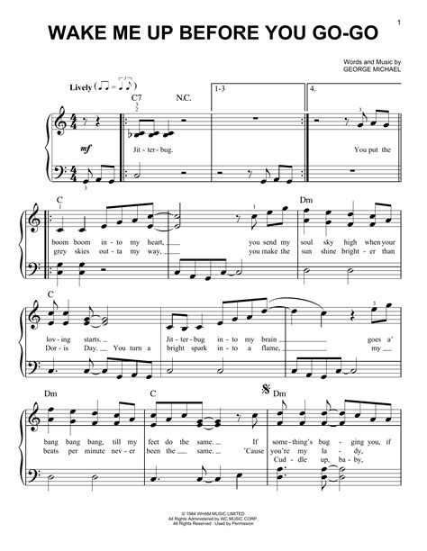 Wham! 'Wake Me Up Before You Go-Go' Sheet Music Notes, Chords, Score