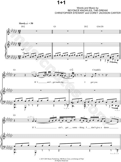 Beyoncé 11 Sheet Music In Gb Major Transposable Download And Print