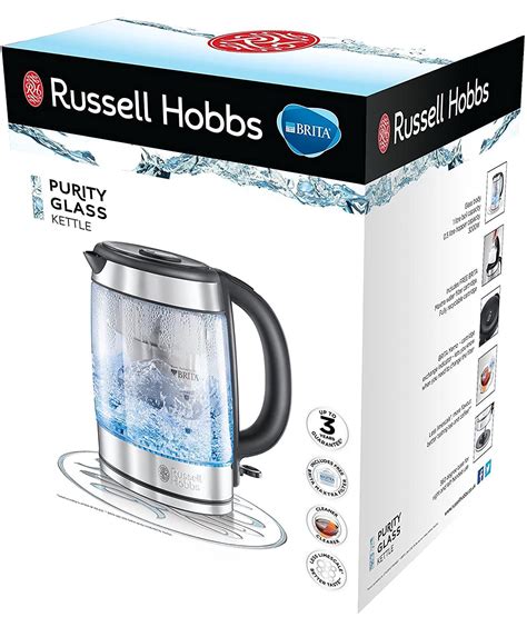 Russell Hobbs 20760 10 Brita Purity Glass Kettle Filter Kettle With