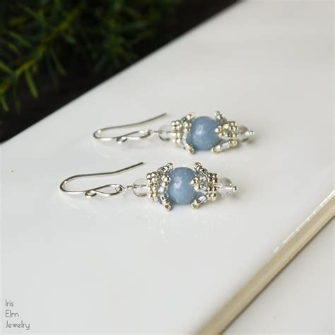 Elegant Light Blue Angelite Dangle Earrings Iris Elm Jewelry Shop